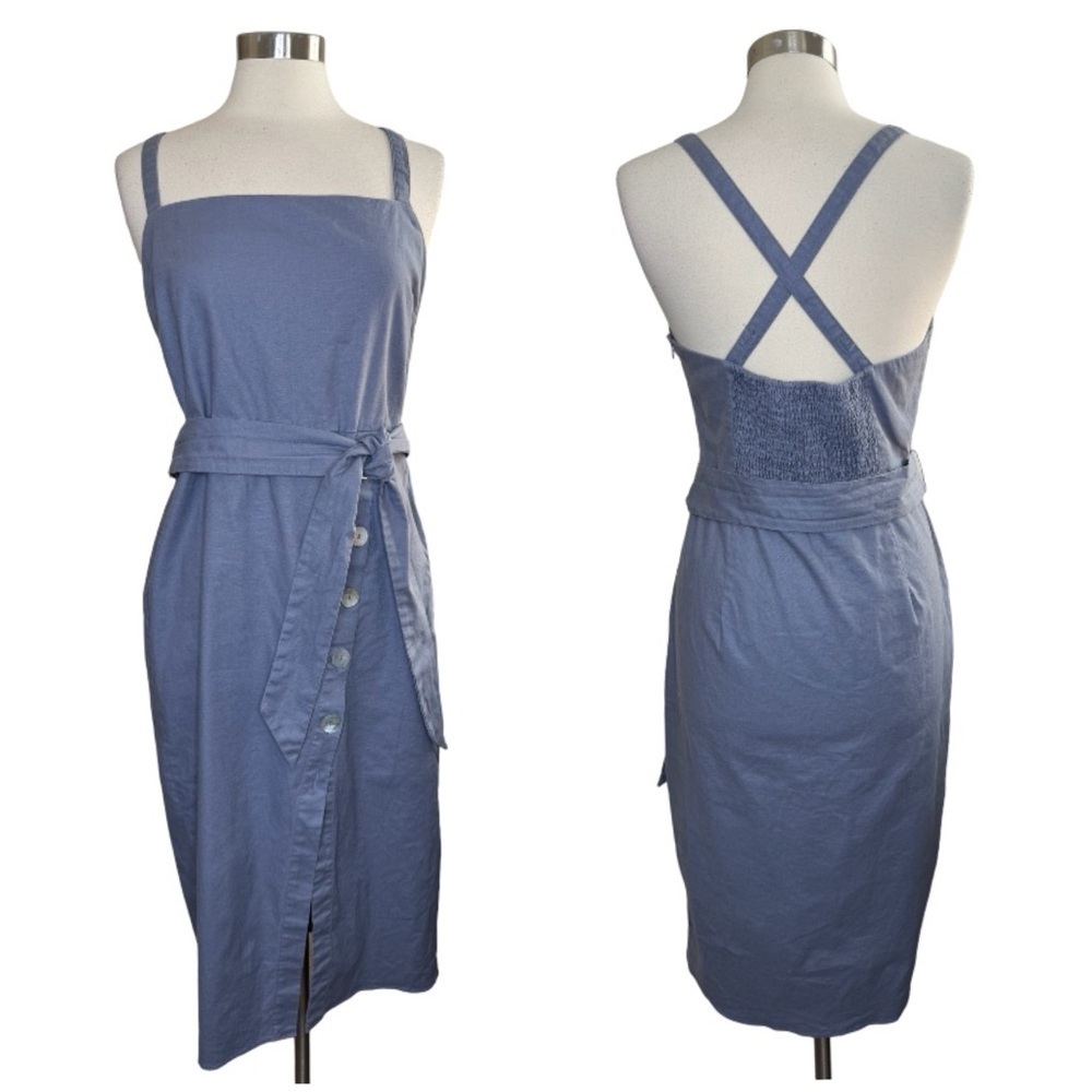 PRIVACY PLEASE Linen Blend Button Apron Pinafore Dress size XL